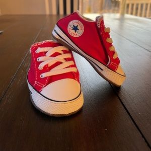Red Converse crib shoes
